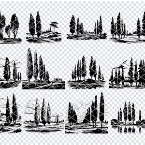 ALBERO DI CIPRESSO ITALIANO Svg, File Svg di pino toscano per Cricut, Clipart di conifere di cipresso italiano, File tagliati al laser