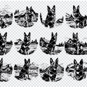 DUITSE HERDER SVG, Duitse herder Clipart, Duitse herder Svg-bestanden voor Cricut, politiehond svg