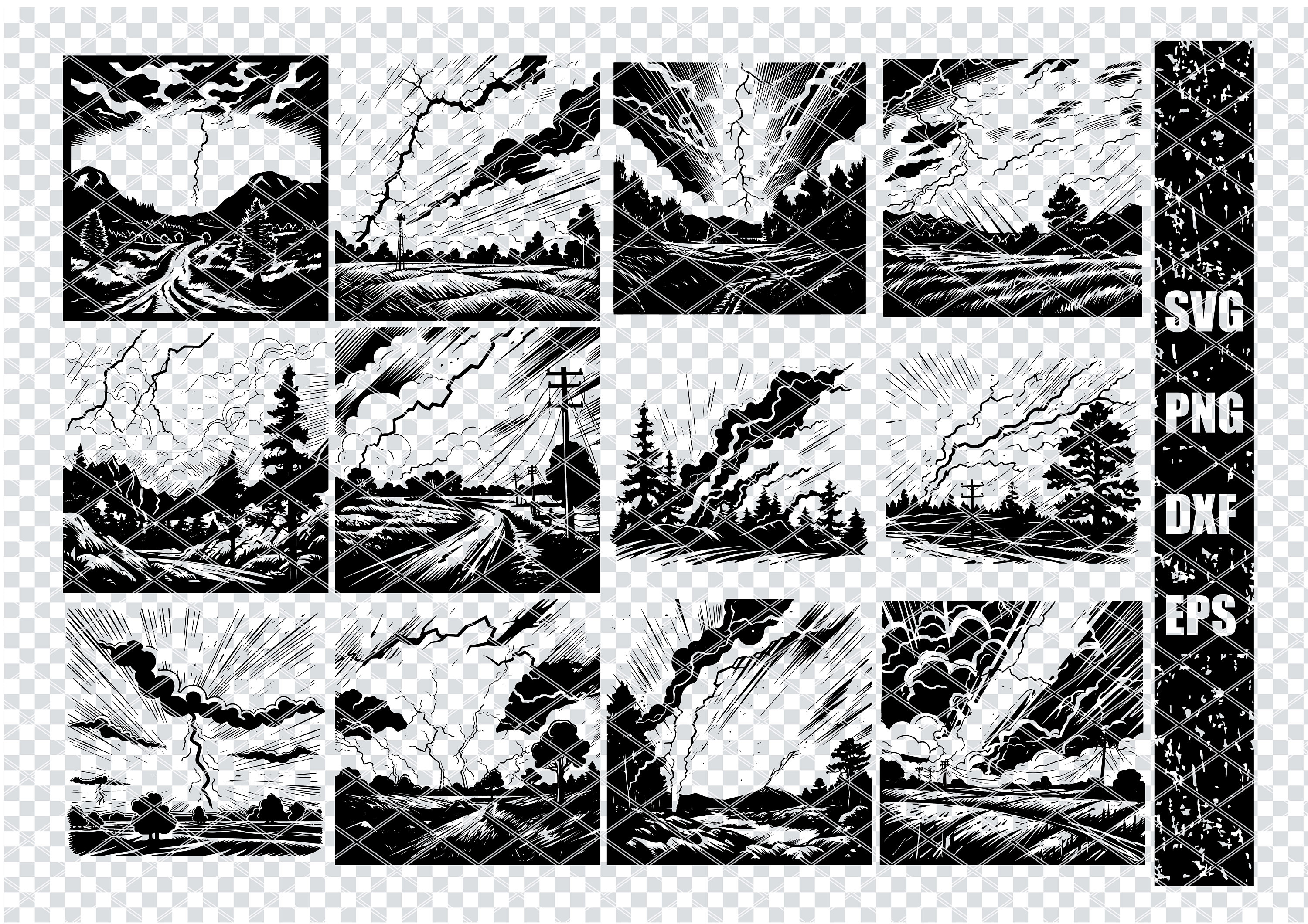 THUNDERSTORM LIGHTNING SVG, Stormy Weather Svg Files for Cricut ...