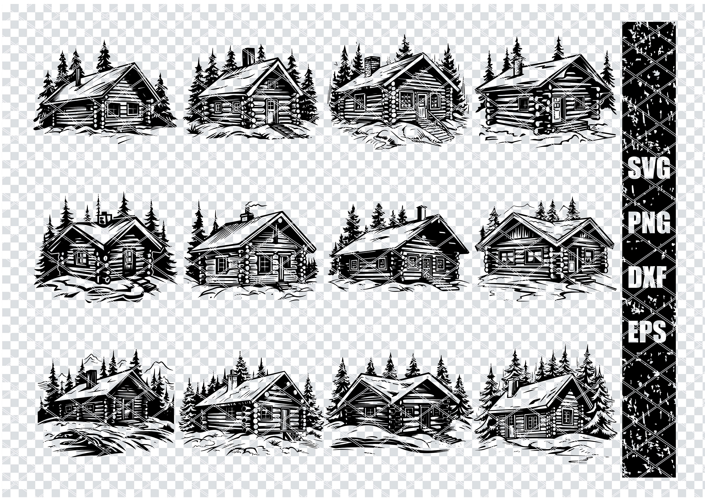 RUSTIC LOG CABIN Svg, Winter Log Cabin Svg Files for Cricut, Snowy ...