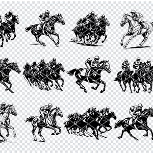 PFERDERENNEN SVG, Pferd Jockey SVG-Dateien für Cricut, Reiten Clipart, Laser Cut-Dateien