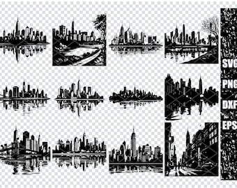 NEW YORK SKYLINE Svg, New York Landscape Svg Files For Cricut, New York Cityscape, Laser Cut Files