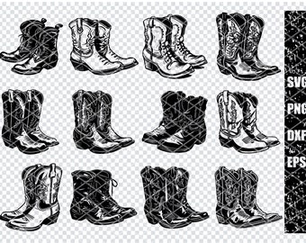 COWBOY BOOTS SVG, Cowboy Boots Svg Files For Cricut, Western Boots Clipart, Laser Cut Files