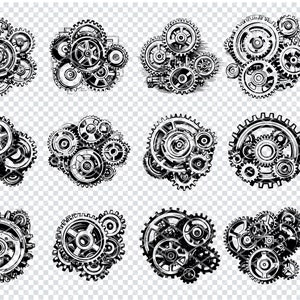 MECHANISCHE GEAR SVG, Machine Cogs Svg-bestanden voor Cricut, mechanische versnellingsbak wiel clipart, laser gesneden bestanden