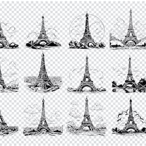 PARIS TOUR EIFEL Svg, Français Tour Eifel fichiers Svg pour Cricut, clipart Tour Eifel monument, fichiers découpés au Laser