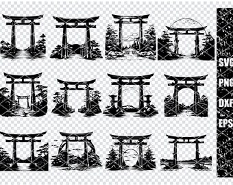 JAPANESE TORII GATE Svg, Japanese Arch Gate Svg Files  For Cricut, Japanese Torii Entrance Clipart, Laser Cut Files