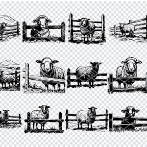 WOOLY SHEEP Farm svg, rustikale Schafstall-Svg-Dateien für Cricut, Sheep Ranch Zaun Clipart, Laser Cut-Dateien