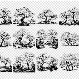 SAKURA CHERRY BLOSSOM SVG, Sakura Kirschbaum-Svg-Dateien für Cricut, japanischer blühender Baum Clipart, Laser Cut-Dateien