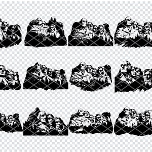 MOUNT RUSHMORE SVG, Archivos SVG del Monte Memorial Nacional para Cricut, Imágenes Prediseñadas de escultura del Presidente Landmark, Archivos cortados por láser