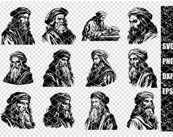 LEONARDO DA VINCI Svg, Leonardo Da Vinci Inventor Svg Files For Cricut, Genius Scientist Clipart, Laser Cut Files
