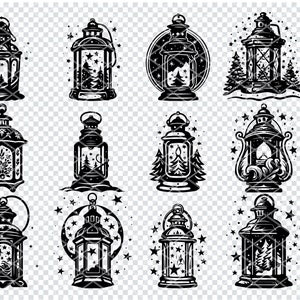 CHRISTMAS LANTERN SVG, Christmas Lantern Svg Files For Cricut, Winter Christmas Lights Clipart, Laser Cut Files