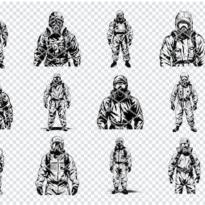 GAS MASK SVG, Gas Mask And Suit Svg Files For Cricut, Protective Gas Mask Clipart, Laser Cut Files