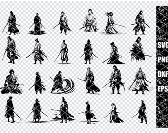 JAPANESE SAMURAI With KATANA Svg, Japanese Samurai Svg Files For Cricut Japanese Warrior Clipart, Laser Cut Files