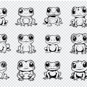 MIGNONNE GRENOUILLE SVG, fichiers coupés Svg grenouille pour Cricut, Clipart grenouille, grenouille vecteur Svg, grenouille Silhouette Svg