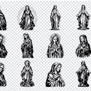 VERGINE MADRE MARIA Statua Svg, File Svg della Statua Madre Maria per Cricut, Clipart Vergine Maria, File tagliati al laser
