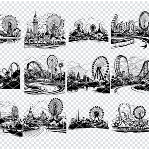 AMUSEMENT THEME PARK Svg, Ferris Wheel Svg Files for Cricut, Carnival ...