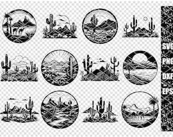 DESERT SCENE SVG, Desert Scene Svg Files For Cricut, Desert Scene Clipart, Laser Cut Files