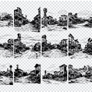 WILD WESTERN TOWN Svg, Old Rustic Town Svg Files For Cricut, Wild West Town Clipart, Laser Cut Files