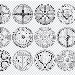 MEDIEVAL KNIGHT SHIELD Svg, Medieval Viking Shield Svg Files For Cricut, Medieval Round Shield Clipart, Laser Cut Files