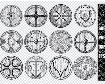 MEDIEVAL KNIGHT SHIELD Svg, Medieval Viking Shield Svg Files For Cricut, Medieval Round Shield Clipart, Laser Cut Files