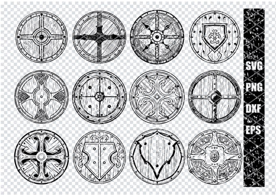 MEDIEVAL KNIGHT SHIELD Svg, Medieval Viking Shield Svg Files For Cricut, Medieval Round Shield Clipart, Laser Cut Files