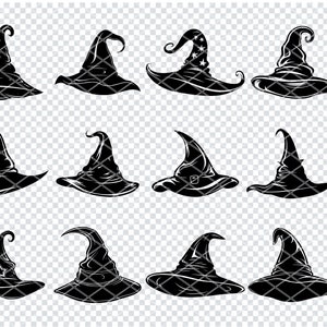 WITCH HAT SVG, Halloween Digital Download, Black and White Vector, Graphic for Diy Projects