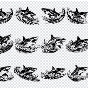 SHARK SVG, SHARK Svg Cut Files For Cricut, Shark Clipart, Shark Silhouettes Svg, White Shark Out of Water Svg