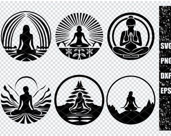 Paquete YOGA SVG, YOGA Svg Archivos de corte para Cricut, Meditación Svg, Yoga Clipart, Lotus Svg, Namaste Svg