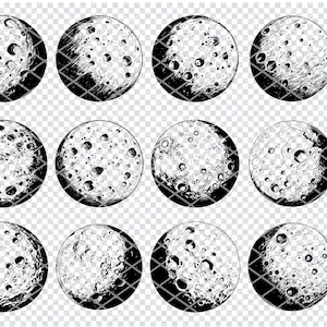 PLEINE LUNE SVG, fichiers Svg au clair de lune lunaire pour Cricut, lune avec des cliparts cratère, fichiers découpés au laser