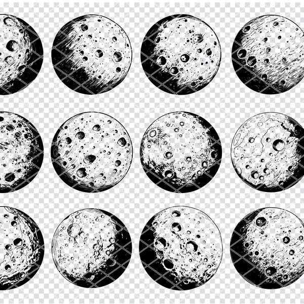 FULL MOON SVG, Lunar Moonlight Svg Files For Cricut, Moon  With Crater Clipart, Laser Cut Files