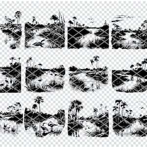 PARC NATIONAL DES EVERGLADES Svg, fichiers Svg des zones humides des Everglades pour Cricut, Everglades Swamp Clipart, fichiers découpés au Laser