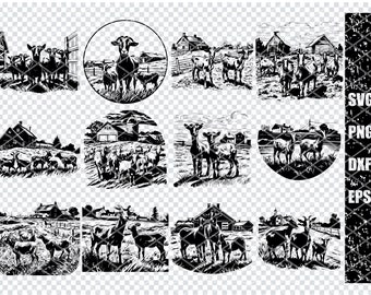 GOAT FARM SVG, Goat Ranch Svg Files For Cricut, Goat Stable Clipart, Laser Cut Files