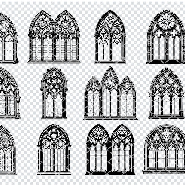 GOTHIC VICTORIAN WINDOW Svg, Gothic Window Svg Files For Cricut, Medieval Glass Window Clipart, Laser Cut Files