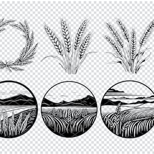 TARWE SVG bundel, GRAIN Svg Cut-bestanden voor Cricut, Tarwe Clipart, Tarwe Svg, Tarwe Silhouet