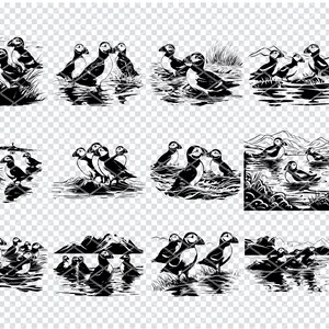 Macareux moine oiseau de l'Atlantique Svg, fichiers Svg d'oiseaux de mer macareux pour Cricut, clipart macareux côtier, oiseau côtier des fichiers découpés au Laser