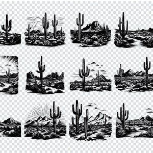 PARQUE NACIONAL SAGUARO Svg, Archivos Svg del Parque Nacional Saguaro para Cricut, Imágenes Prediseñadas del Parque de Cactus Gigantes, Archivos cortados por láser