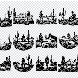 LONE COWBOY DESERT SVG, Wilder Westen Cowboy Cut Dateien für Cricut, Revolverheld Clipart, Laser Cut-Dateien