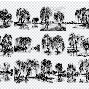 WILLOW SALIX Tree Svg, fichiers Svg de saule des marais pour Cricut, des cliparts saule des marais, fichiers découpés au Laser