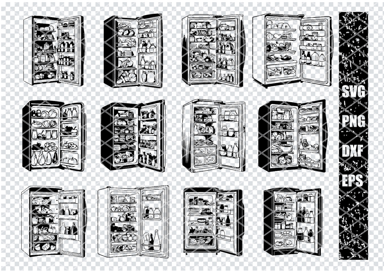 FRIDGE FOOD SVG, Refrigerator Svg Files for Cricut, Fridge Freezer ...