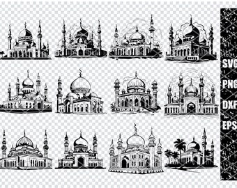 MUSLIM ISLAMIC TEMPLE Svg, Muslim Mosque Svg Files For Cricut, Islamic Mosque Clipart, Laser Cut Files