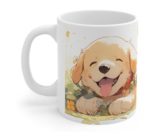 Cute Golden Retriever Dog Ceramic Coffee Cups Mugs 11oz 325ml