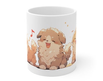 Happy Cute Golden Retriever Dog Ceramic Coffee Cups Mugs 11oz 325ml