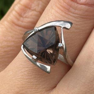 NEW Sterling Silver 925 Rauchtopaz Modern Statement Ring Size 17