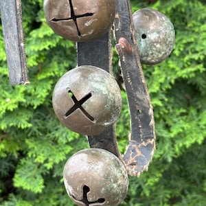 Antique Russian Horse Sleigh Bells Leather Strap Jingle Harness Bells 19th Centu