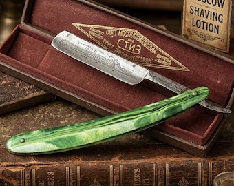 Vintage Straight Razor STIZ Moscow 1955, Soviet Shaving Razor, Antique USSR Barber Tool, Men Collectible Gift