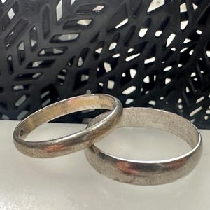 Set of Vintage Sterling Silver Wedding Rings – Antique Classic Design, Timeless Sterling Silver Bands, Perfect for Weddings or Collectors