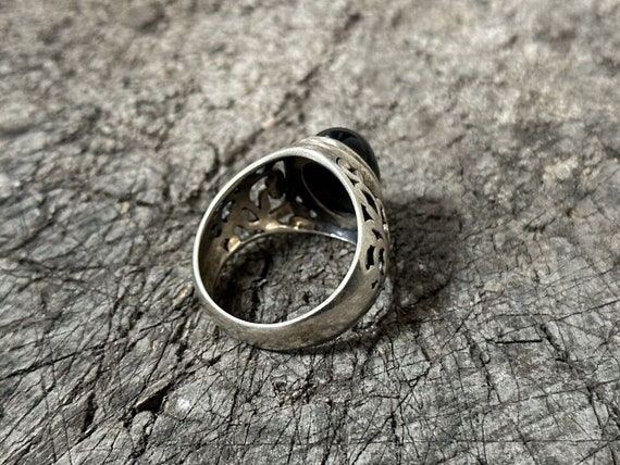 Vintage Ring Sterling Silver black onyx stone Jew… - image 4