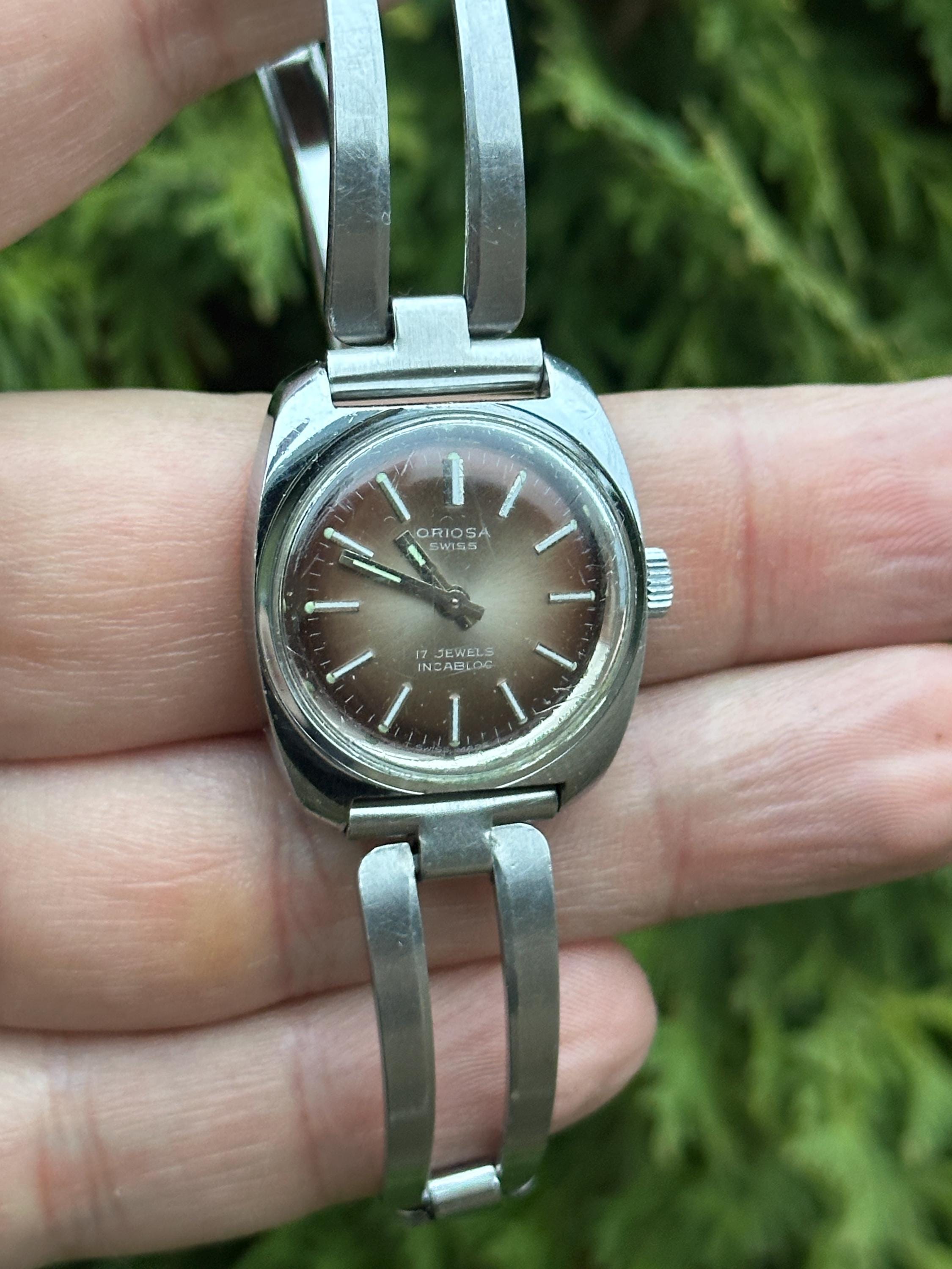 VINTAGE ORIOSA Date 21 Jewels Ladies Automatic Watch Steel Black Works Perfectly Oriosa Swiss Watch - Etsy main image 3