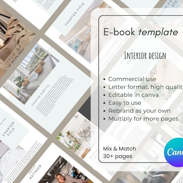 E-book template interior design | Interior design workbook | fully editable