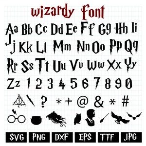 Potter Font SVG, Wizard Font Svg, Magic Wizard Svg, Halloween Font Svg, Wizardy Font, Potter Alphabet Svg, TTF Font, Cricut Instant Download